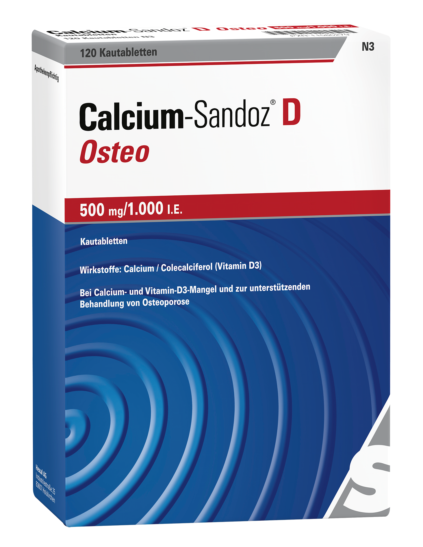 Calcium-Sandoz D Osteo 500mg/1.000 IE Kautablette (120 Stk)