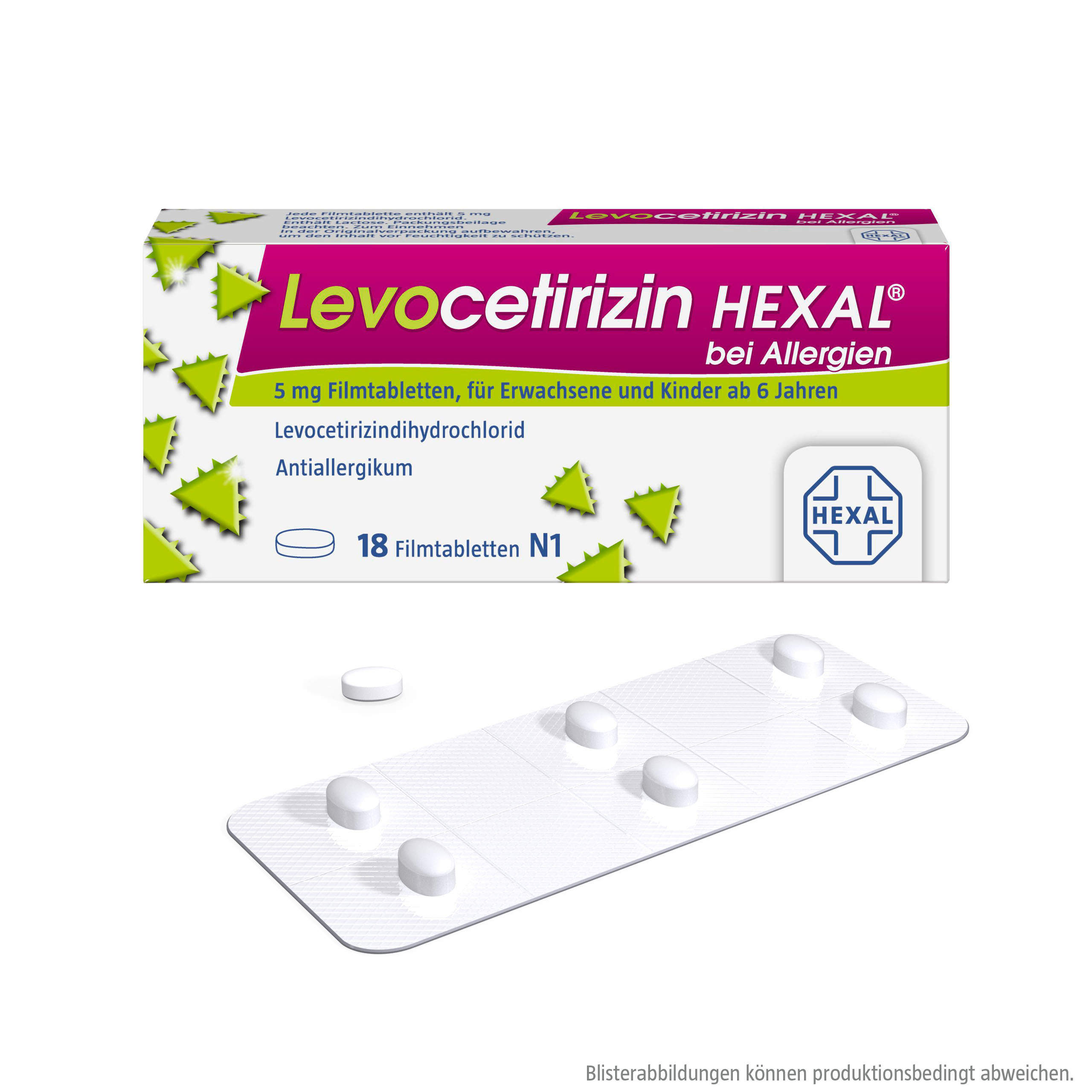 Levocetirizin Hexal bei Allergien 5 mg Filmtabletten (18 Stk)