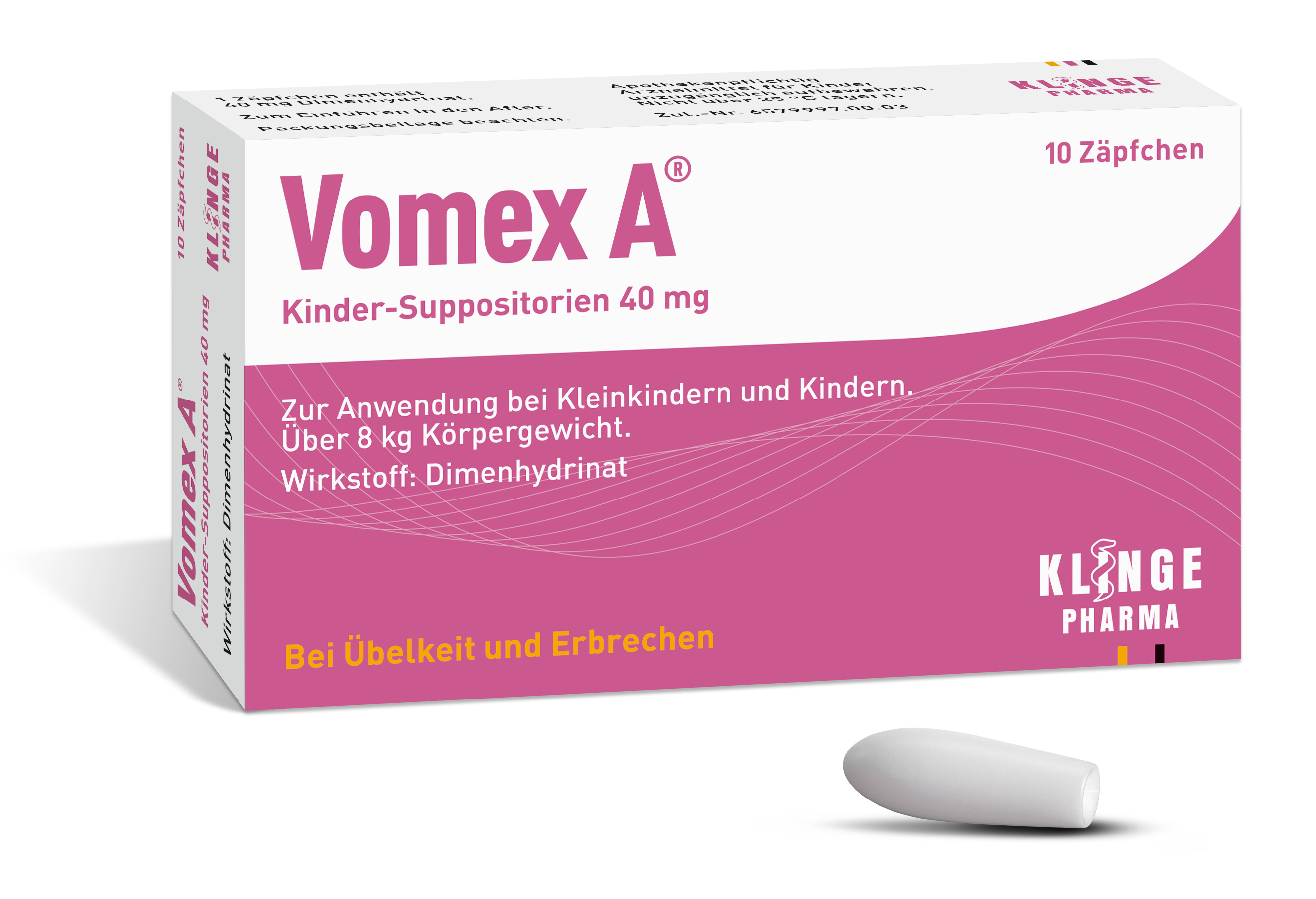 Vomex A Kinder Zäpfchen 40mg (10 Stk)