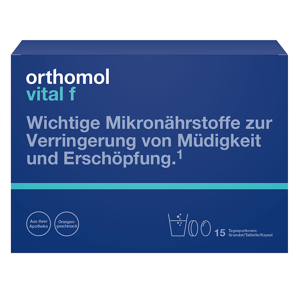Orthomol Vital f Granulat/Tablette/Kapsel Orange (15 stk)