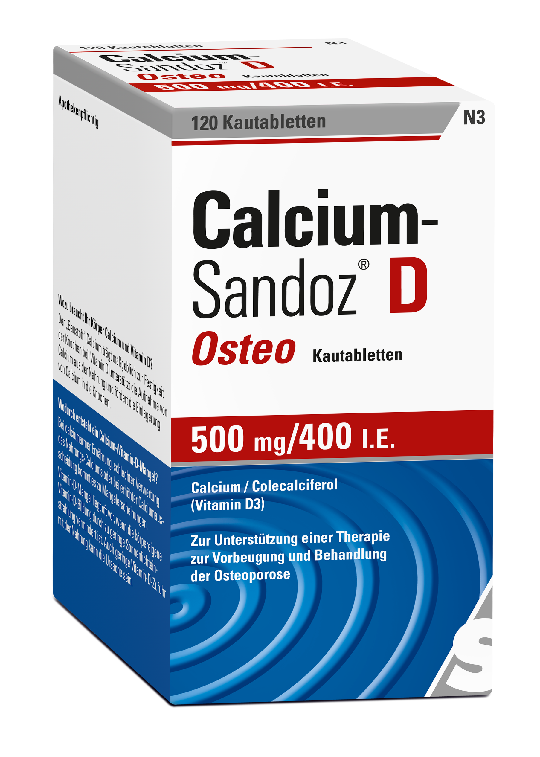 CALCIUM SANDOZ D OSTEO 500MG/400I.E. Kautablette (120 Stk)
