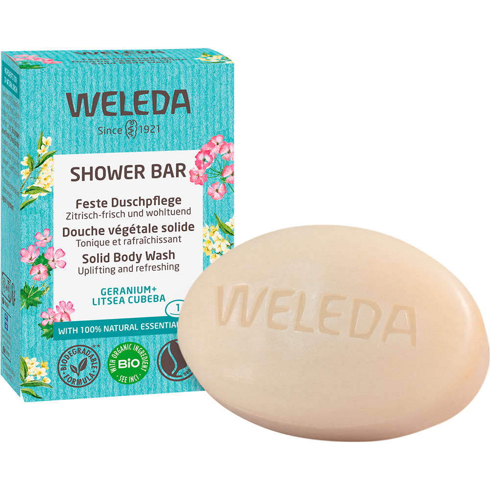 Weleda Feste Duschpflege Geranium+Litsea Cubeba (75 g)