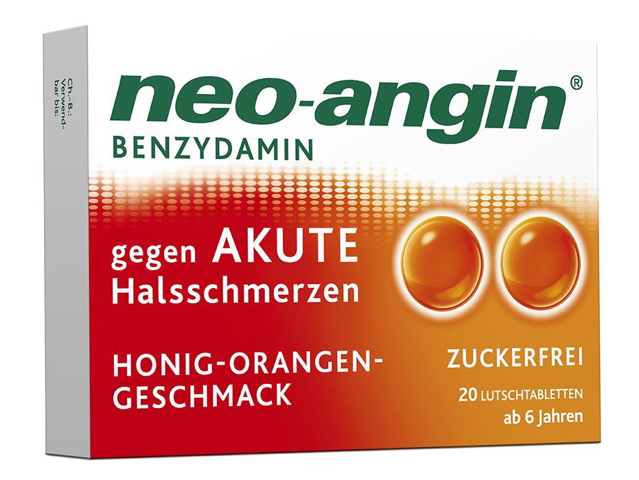Neo-Angin Benzydamin akute Halsschmerzen Honig-Orange (20 Stk)